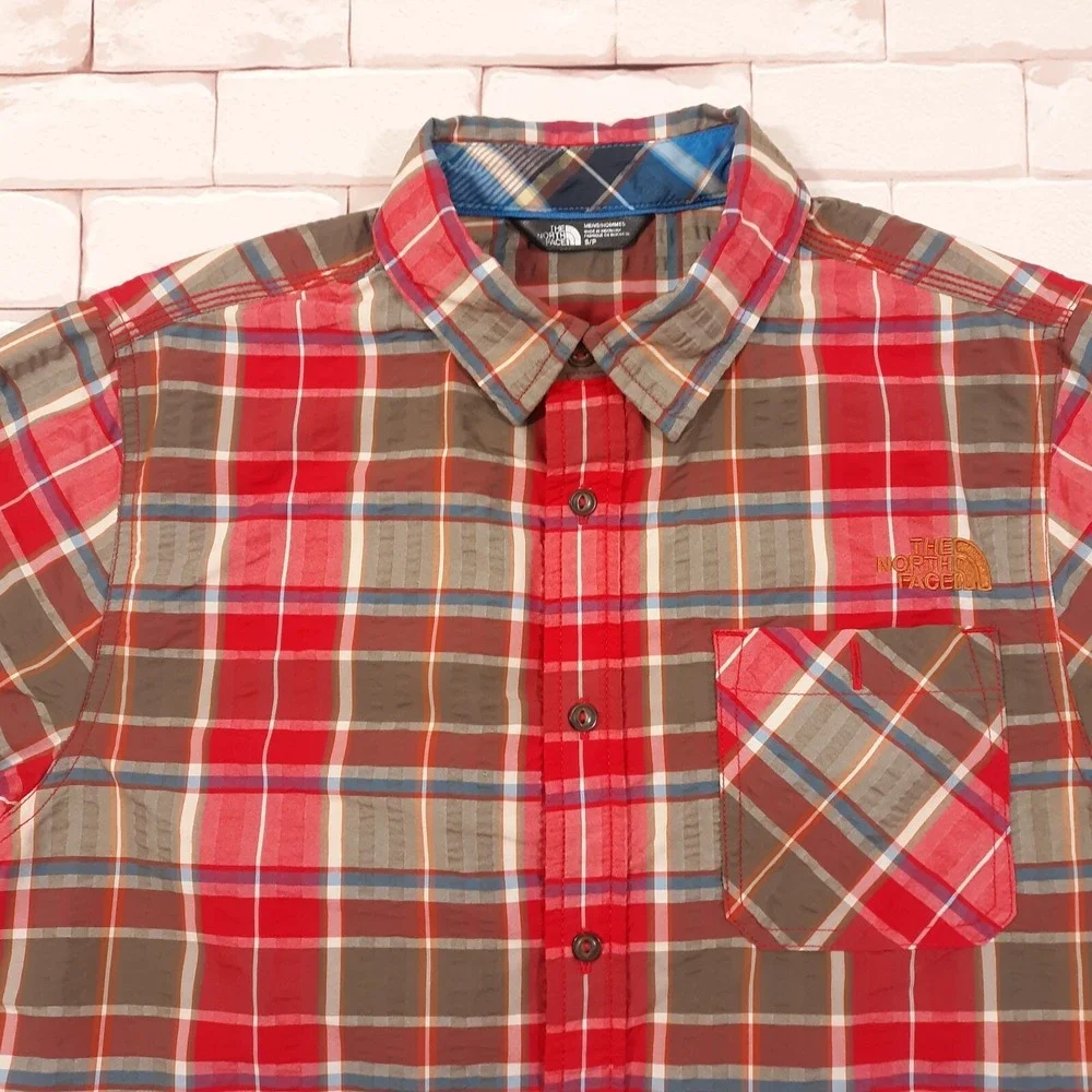 The North Face Shirt Mens Small Travel Outdoor Hiking Short Sleeve Plaid Nylon